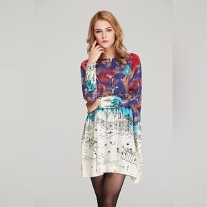 Printed Round Neck Longline Knit Top